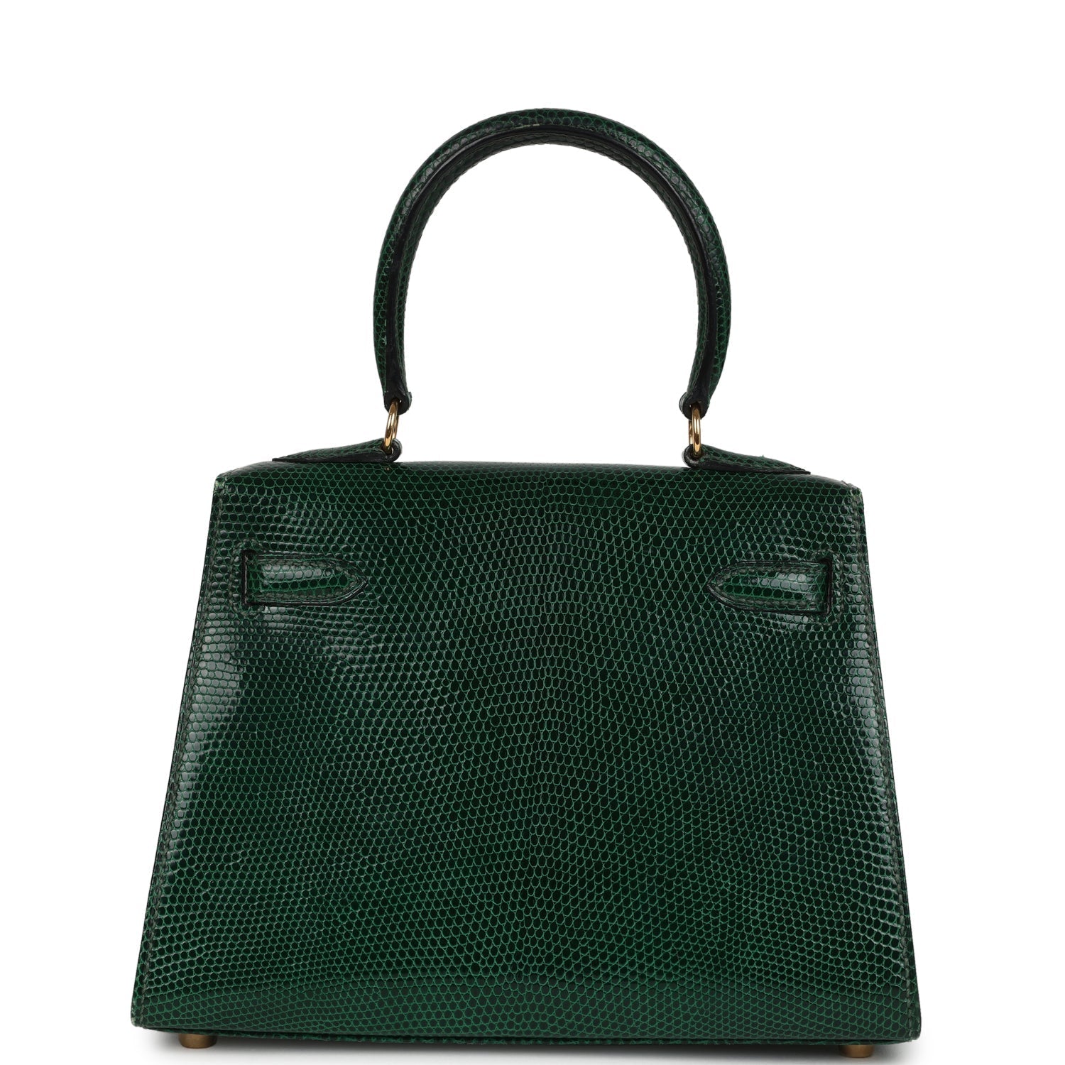 Vintage Kelly Sellier 20 Vert Fonce Varanus Salvator Lizard Bag