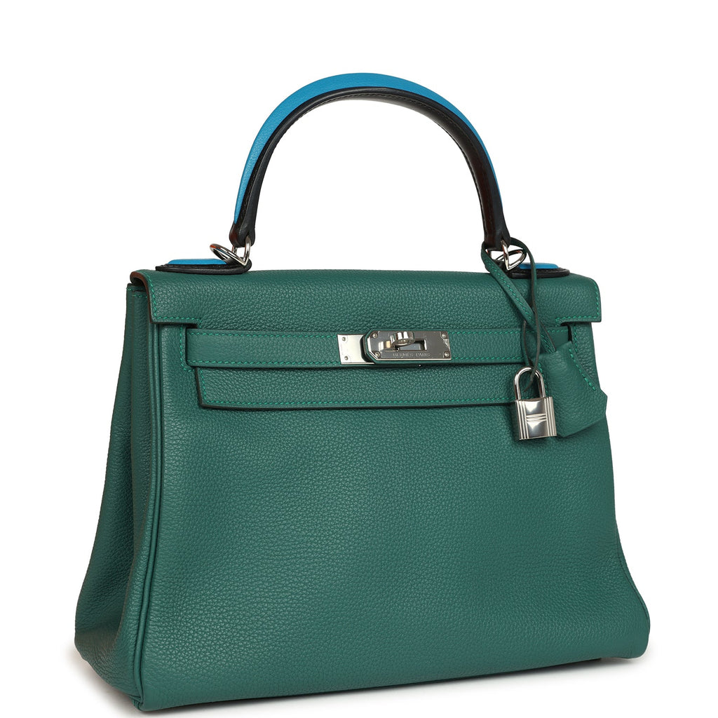 Kelly Retourne 28 Kelly Au Pas Malachite Palladium Hardware Bag
