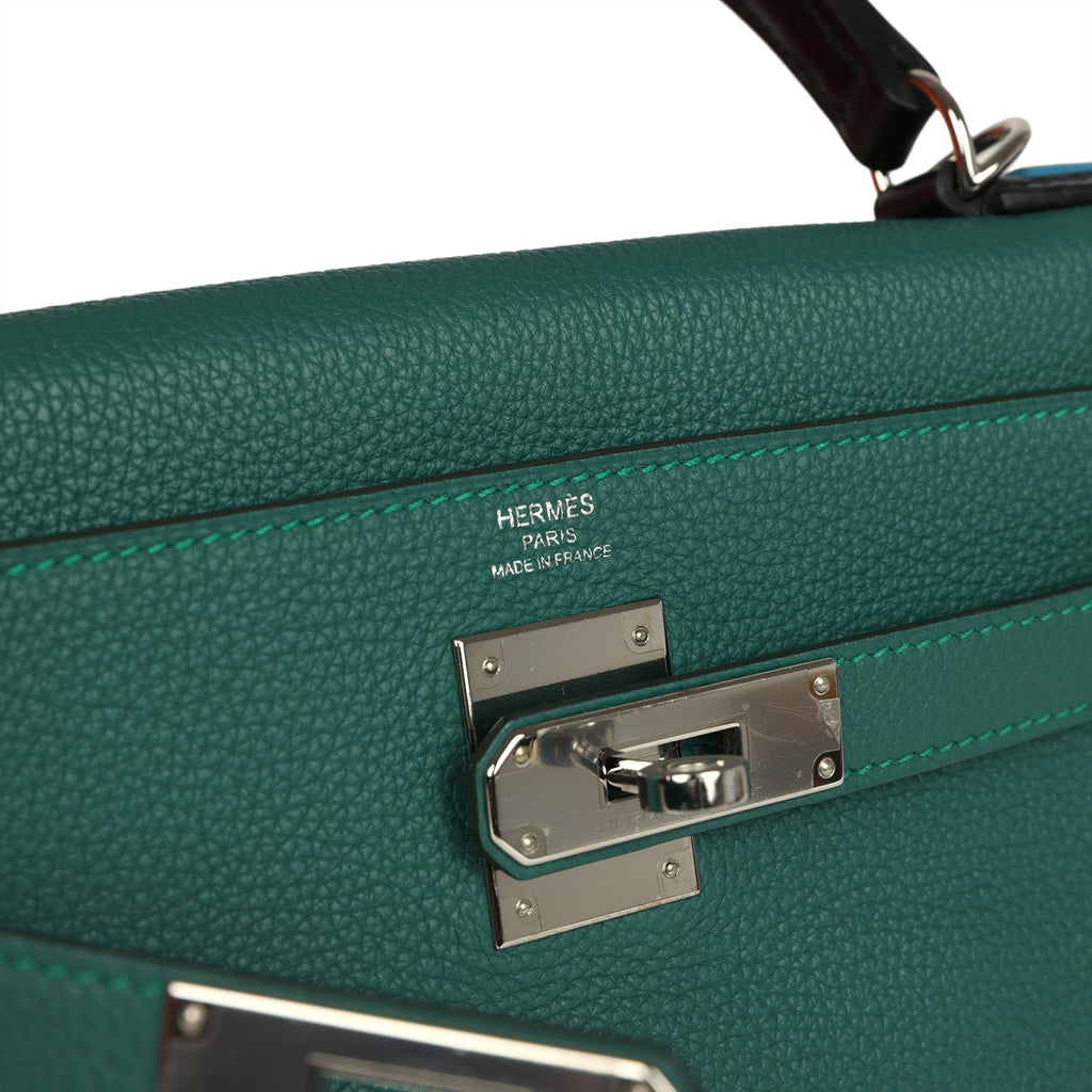 Kelly Retourne 28 Kelly Au Pas Malachite Palladium Hardware Bag