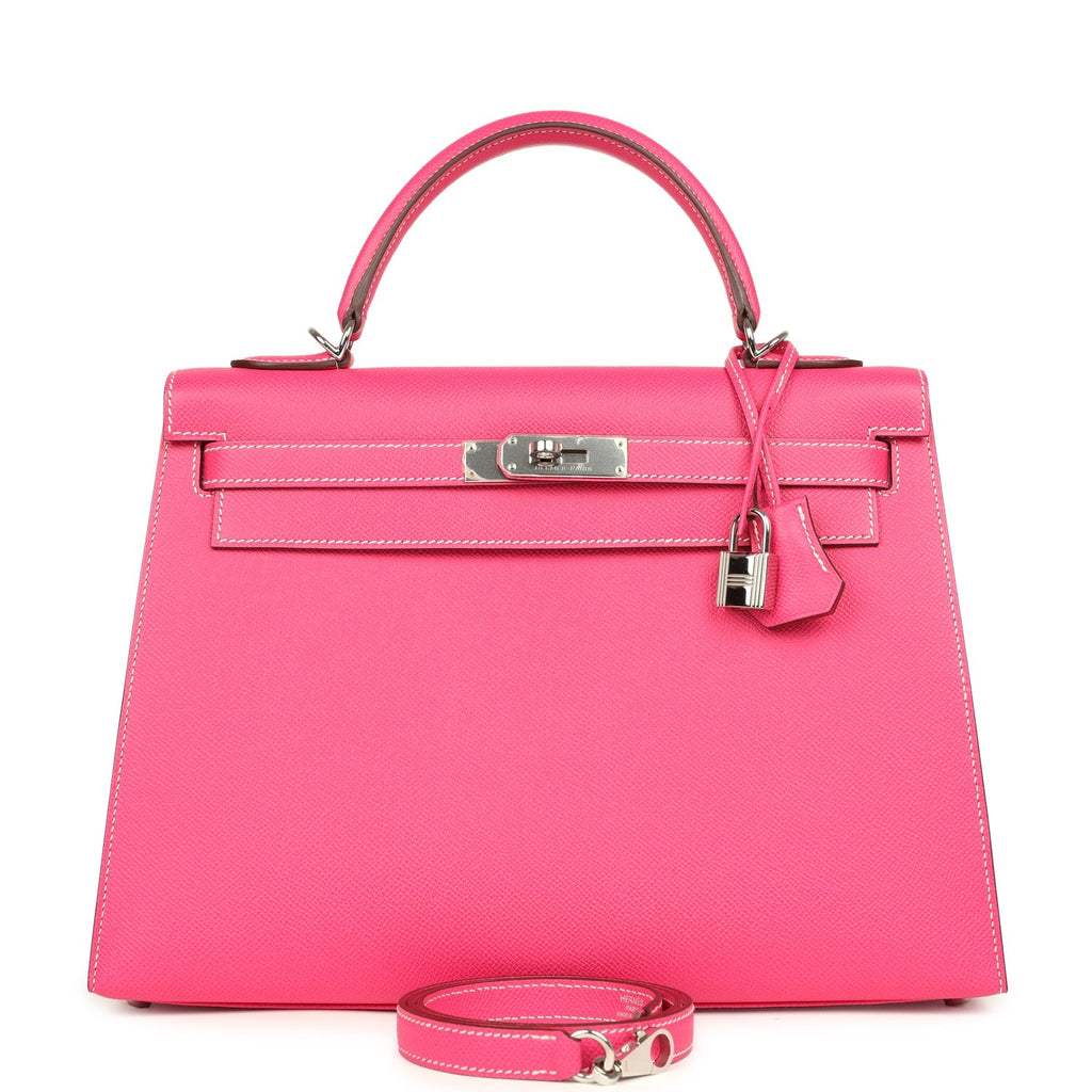 Candy Kelly Sellier 32 Rose Tyrien Epsom Palladium Hardware Bag