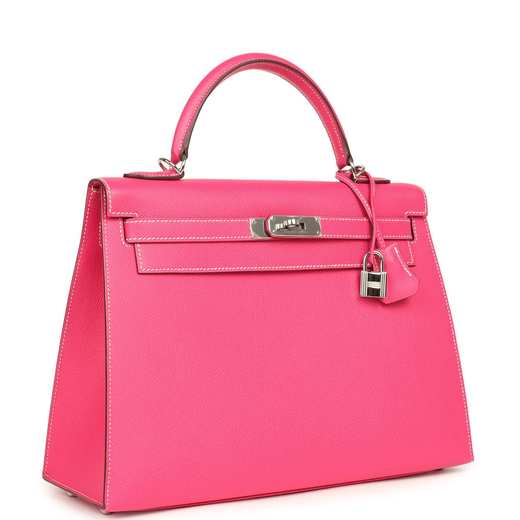 Candy Kelly Sellier 32 Rose Tyrien Epsom Palladium Hardware Bag