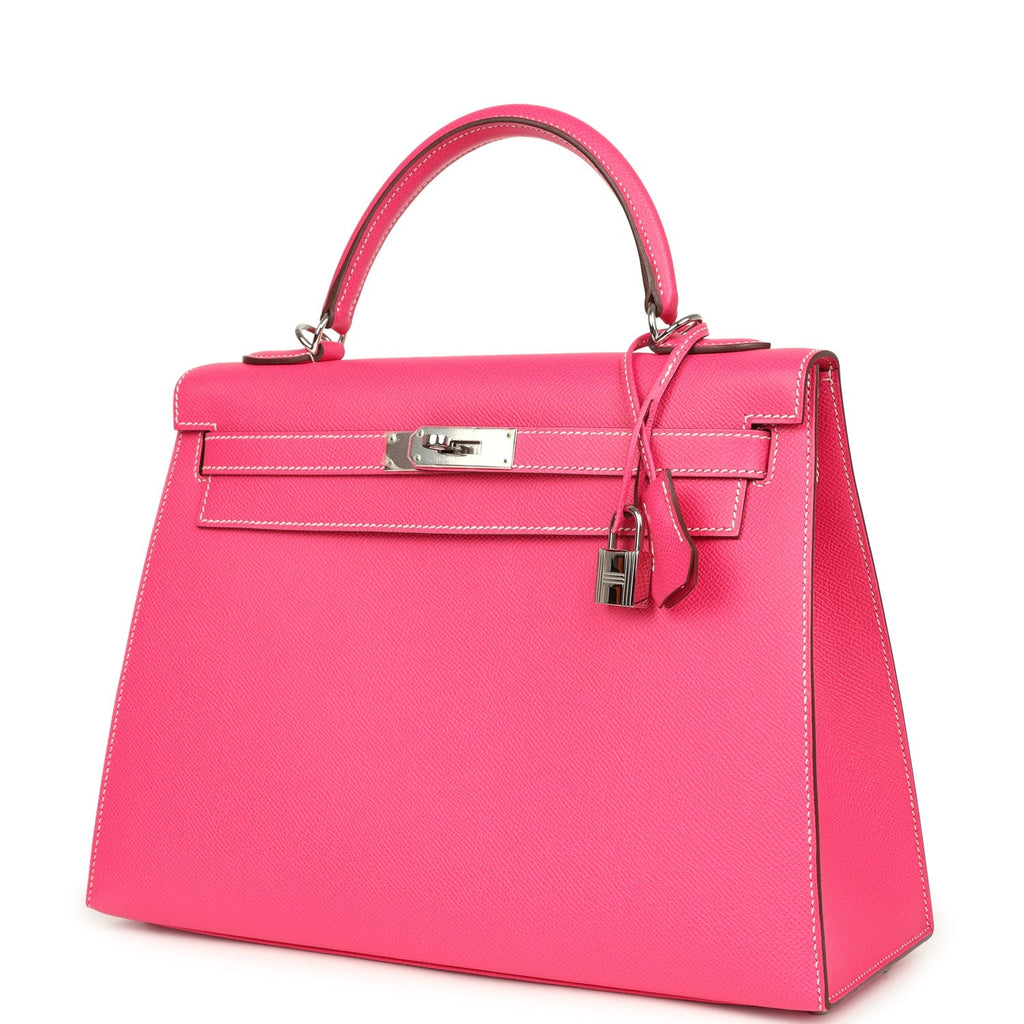 Candy Kelly Sellier 32 Rose Tyrien Epsom Palladium Hardware Bag