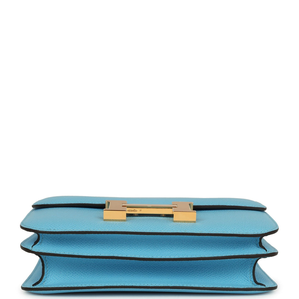 Constance 1-18 Celeste Epsom Gold Hardware Bag