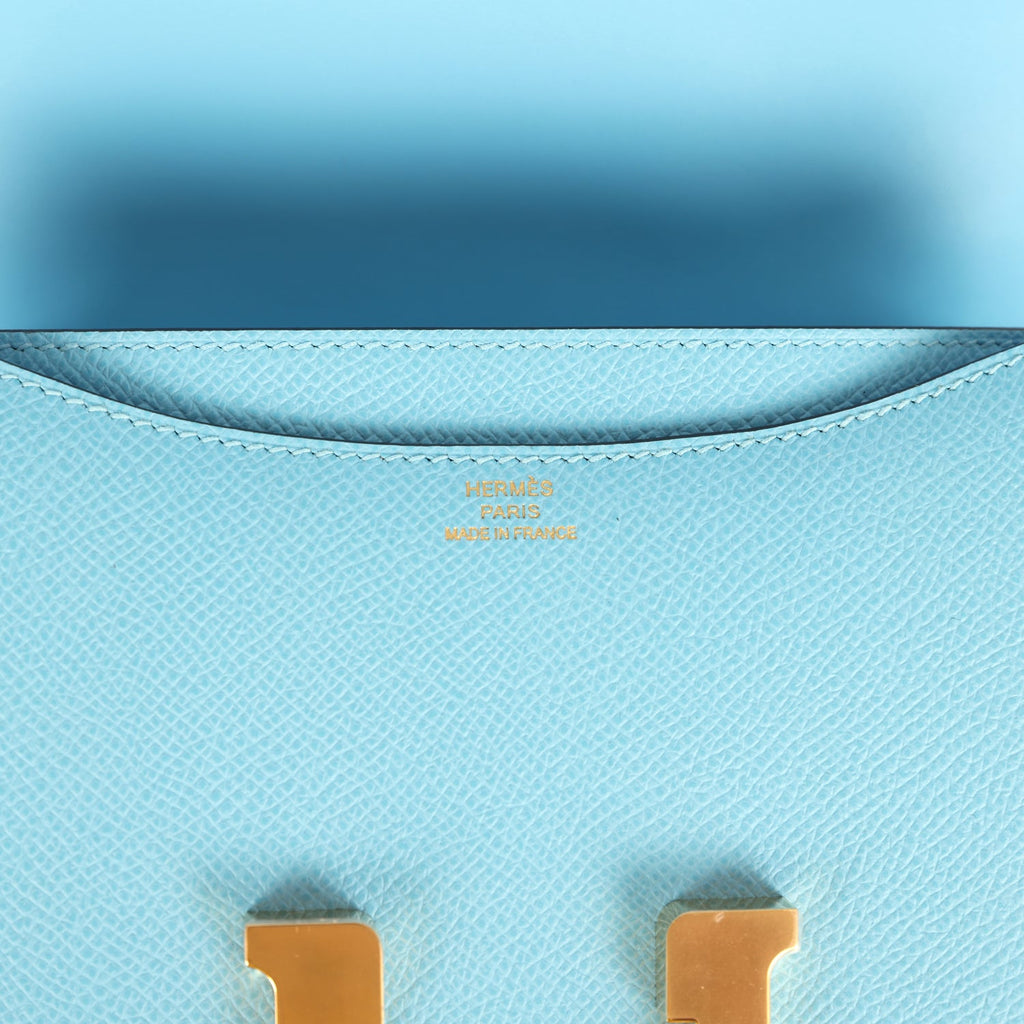 Constance 1-18 Celeste Epsom Gold Hardware Bag