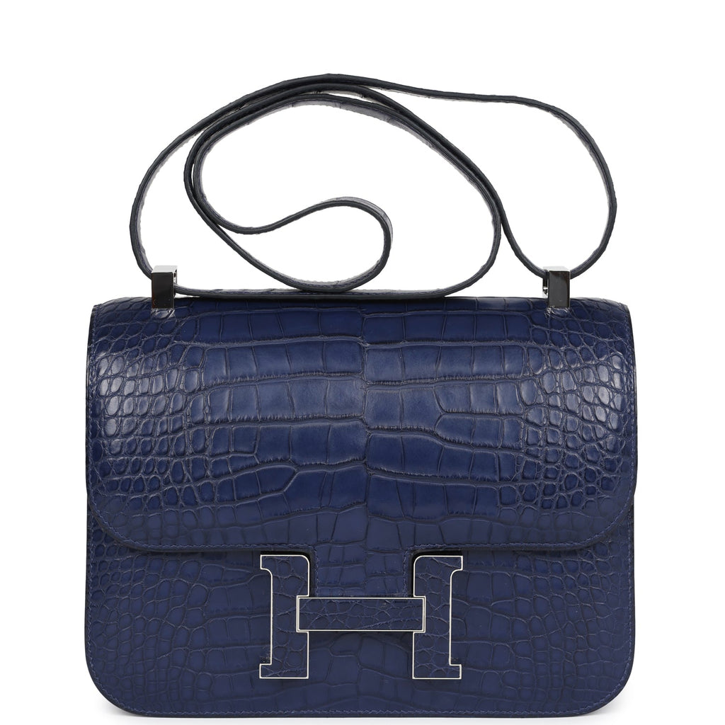 Constance 1-24 Bleu Saphir Matte Alligator Marquette Palladium Hardware Bag