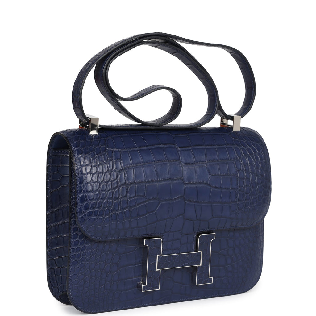 Constance 1-24 Bleu Saphir Matte Alligator Marquette Palladium Hardware Bag