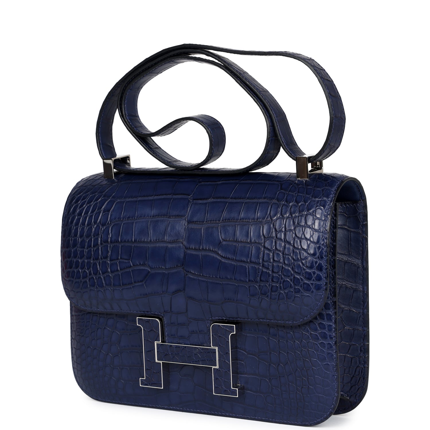 Constance 1-24 Bleu Saphir Matte Alligator Marquette Palladium Hardware Bag