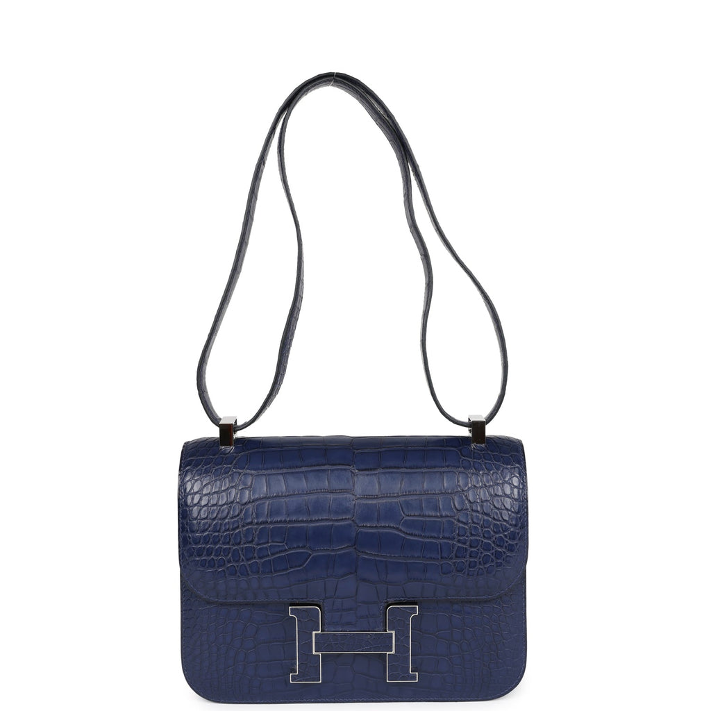 Constance 1-24 Bleu Saphir Matte Alligator Marquette Palladium Hardware Bag