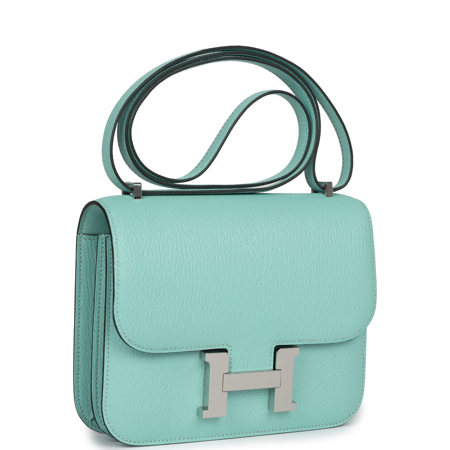 Constance 18 Aqua Chevre Palladium Hardware Bag