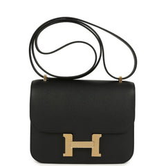 Constance 18 Black Epsom Brushed Permabrass Hardware Bag