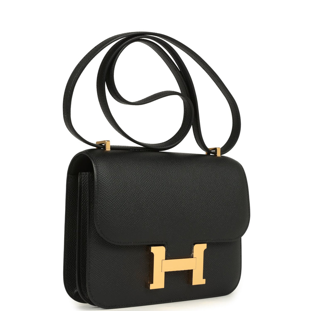 Constance 18 Black Epsom Gold Hardware Bag