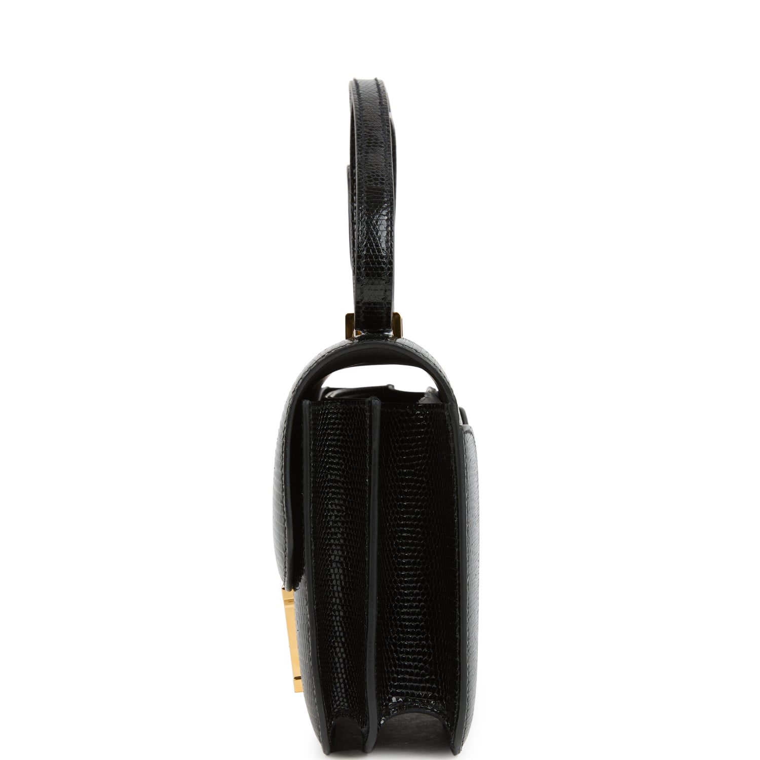 Constance 18 Black Varanus Salvator Lizard Gold Hardware Bag