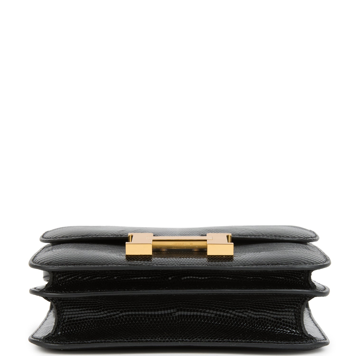 Constance 18 Black Varanus Salvator Lizard Gold Hardware Bag