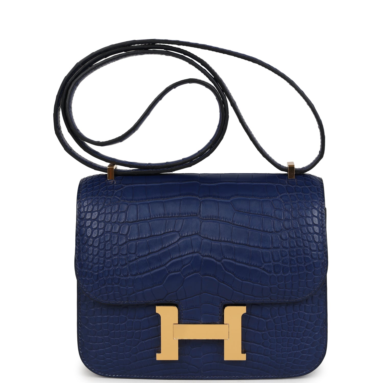Constance 18 Bleu Saphir Matte Alligator Gold Hardware Bag