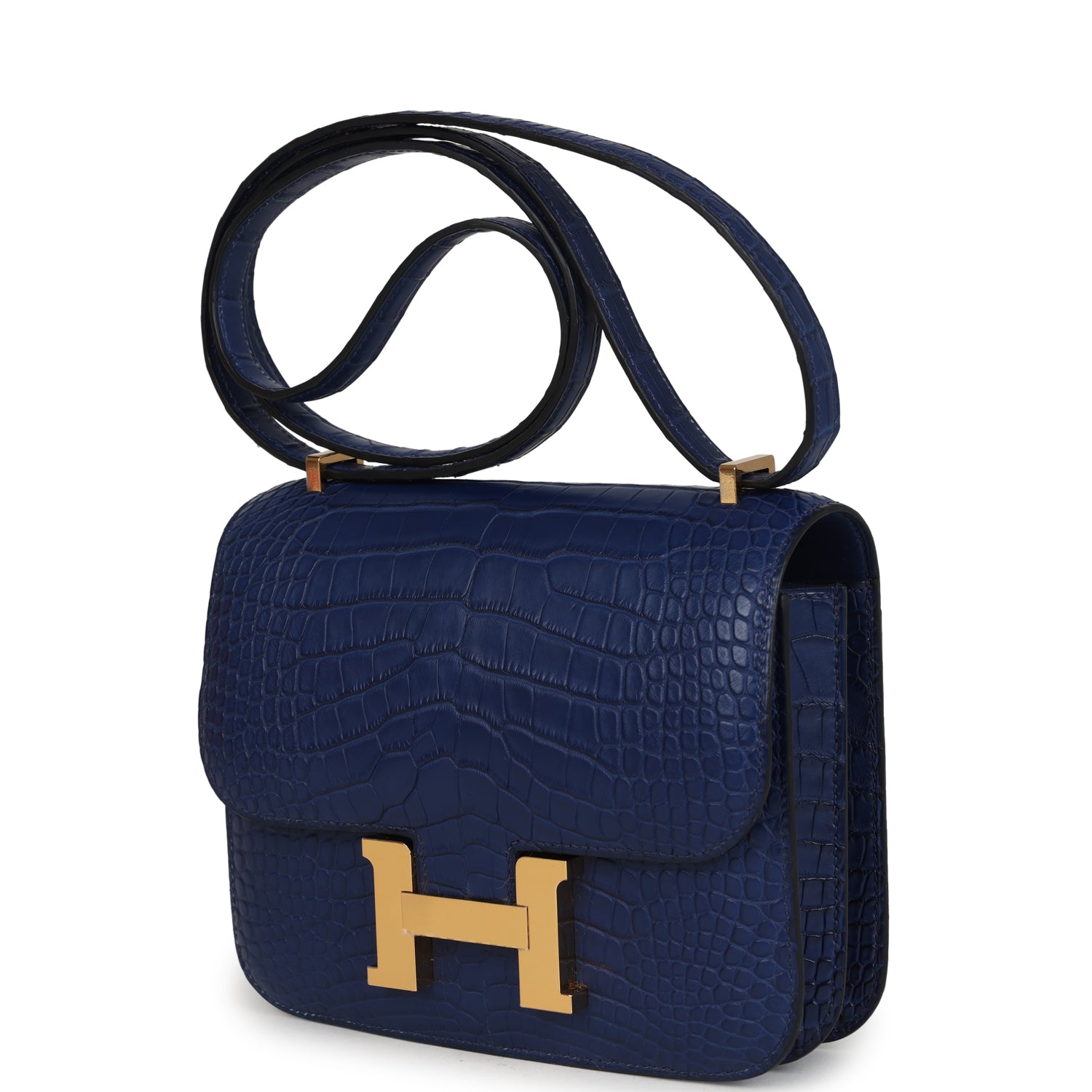 Constance 18 Bleu Saphir Matte Alligator Gold Hardware Bag