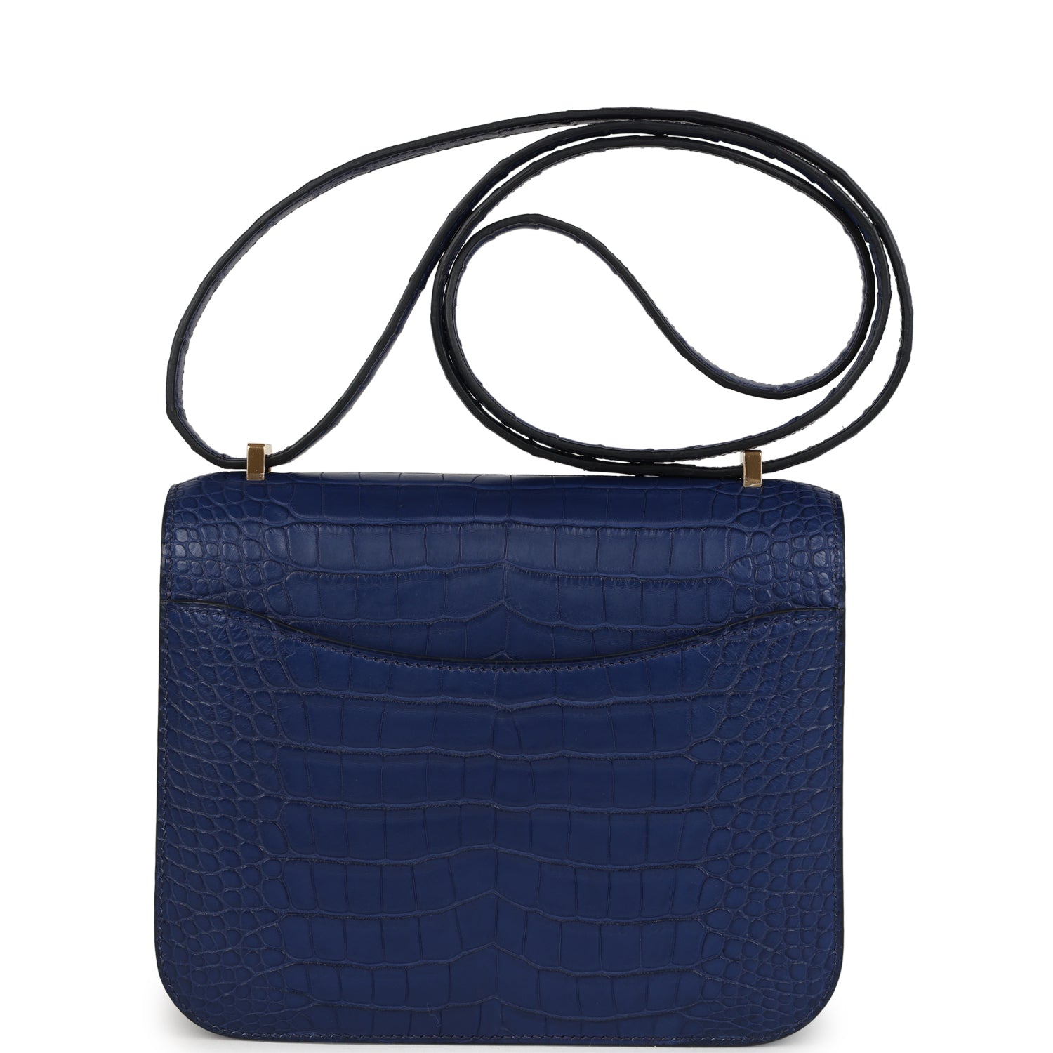 Constance 18 Bleu Saphir Matte Alligator Gold Hardware Bag