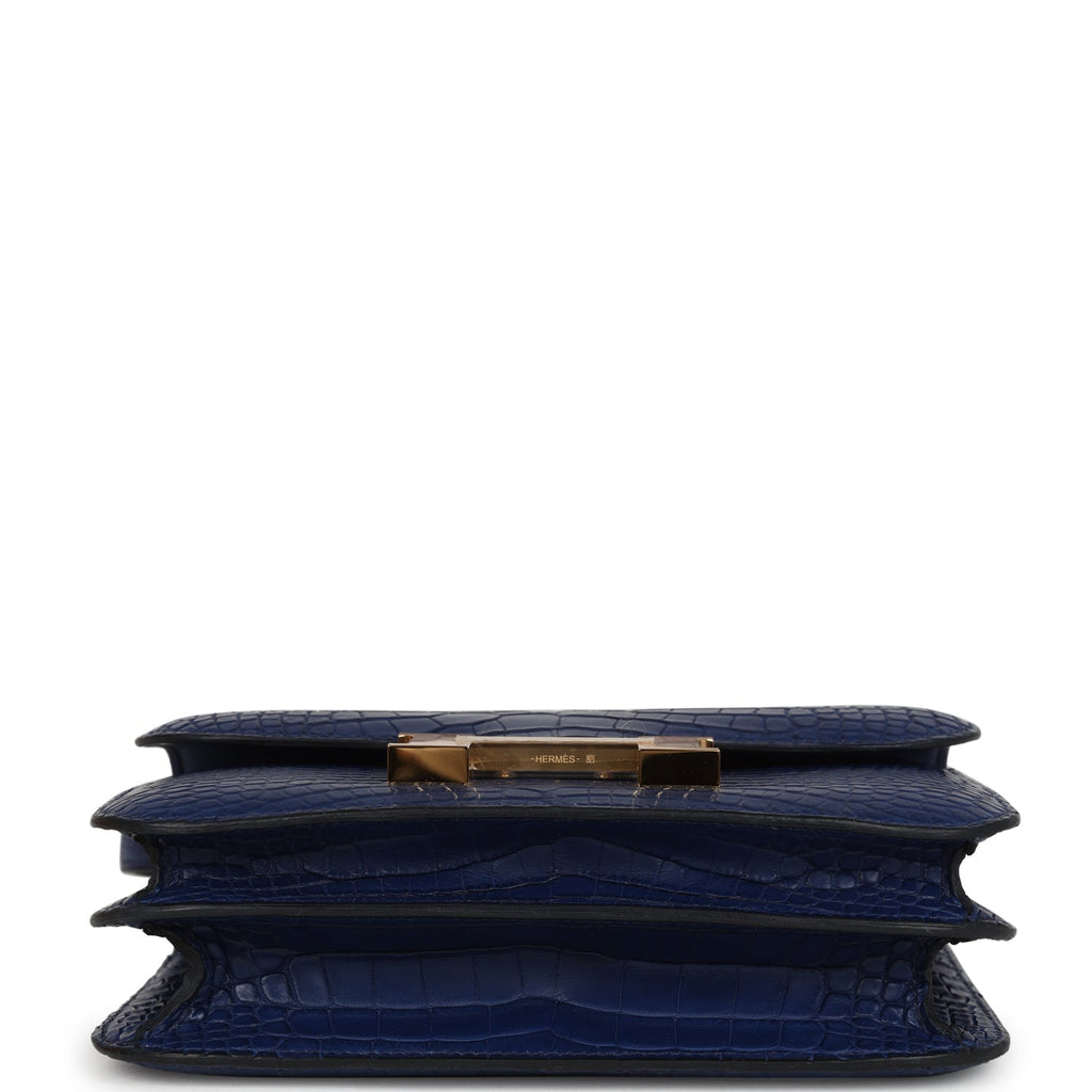 Constance 18 Bleu Saphir Matte Alligator Gold Hardware Bag