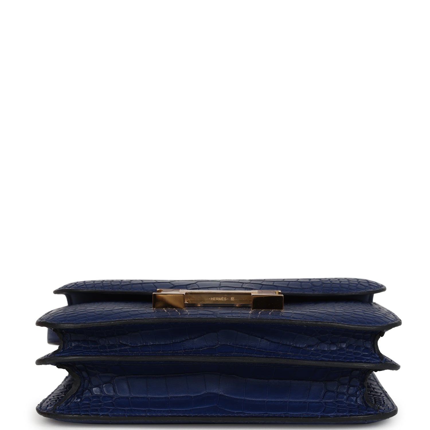 Constance 18 Bleu Saphir Matte Alligator Gold Hardware Bag