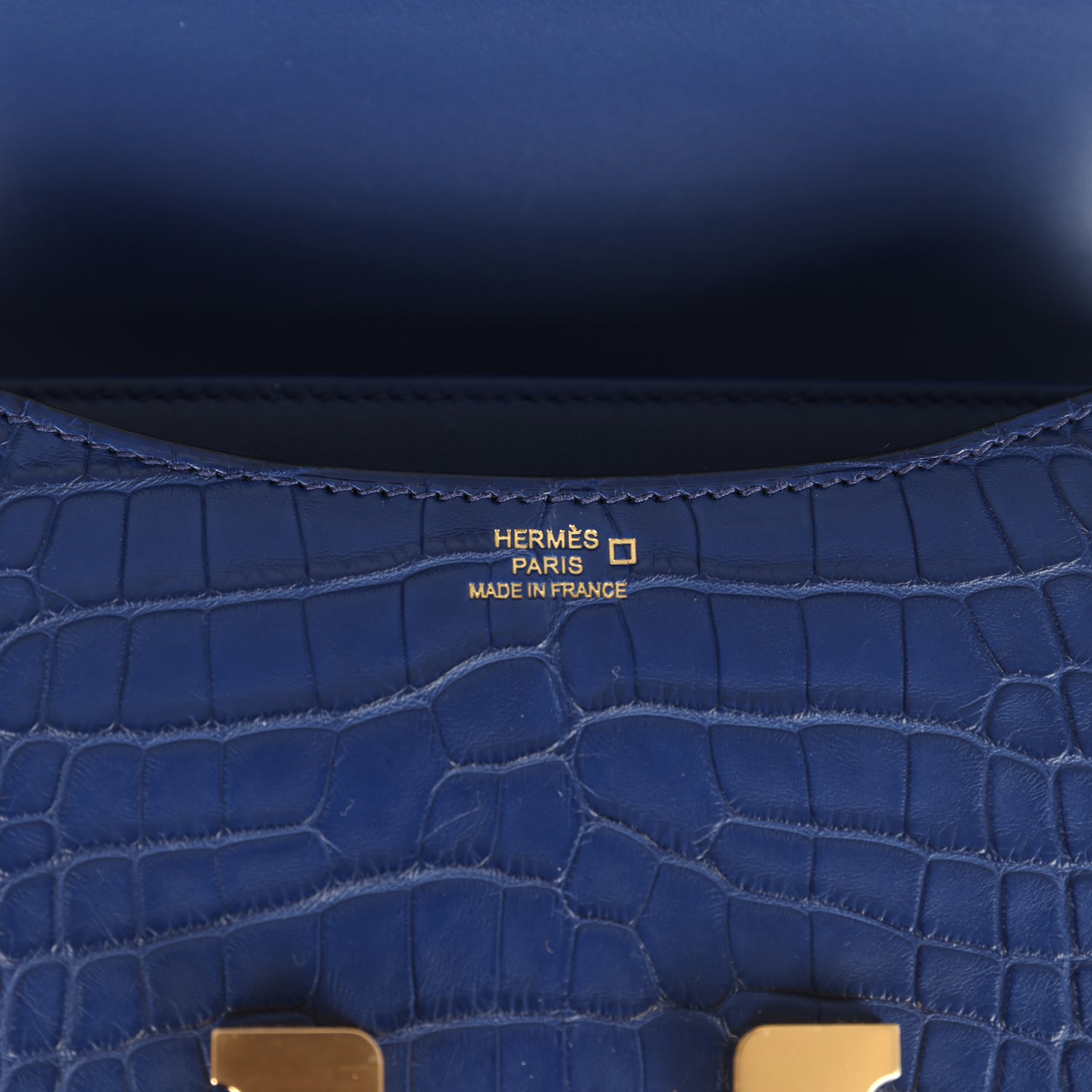 Constance 18 Bleu Saphir Matte Alligator Gold Hardware Bag