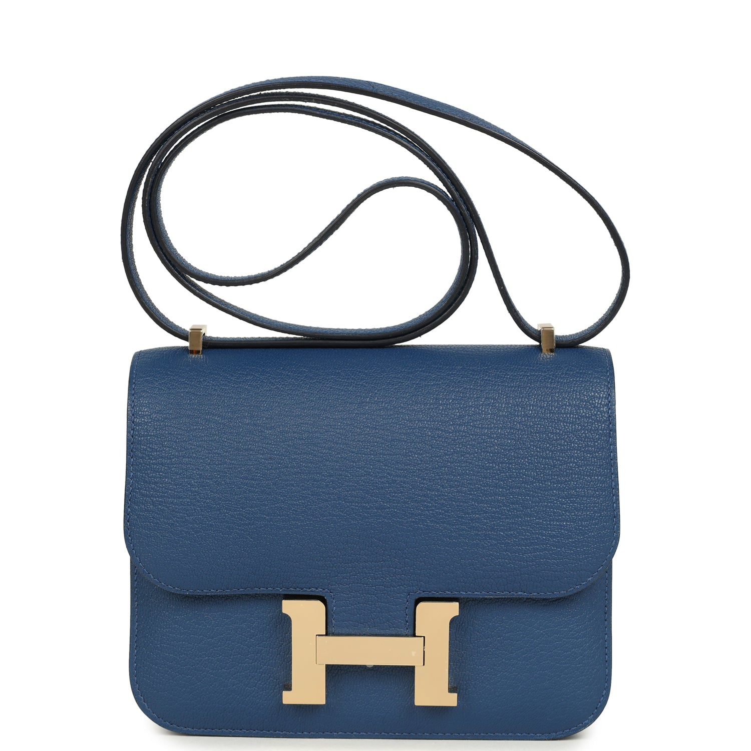 Constance 18 Bleu Tie Chevre Mysore Permabrass Hardware Bag