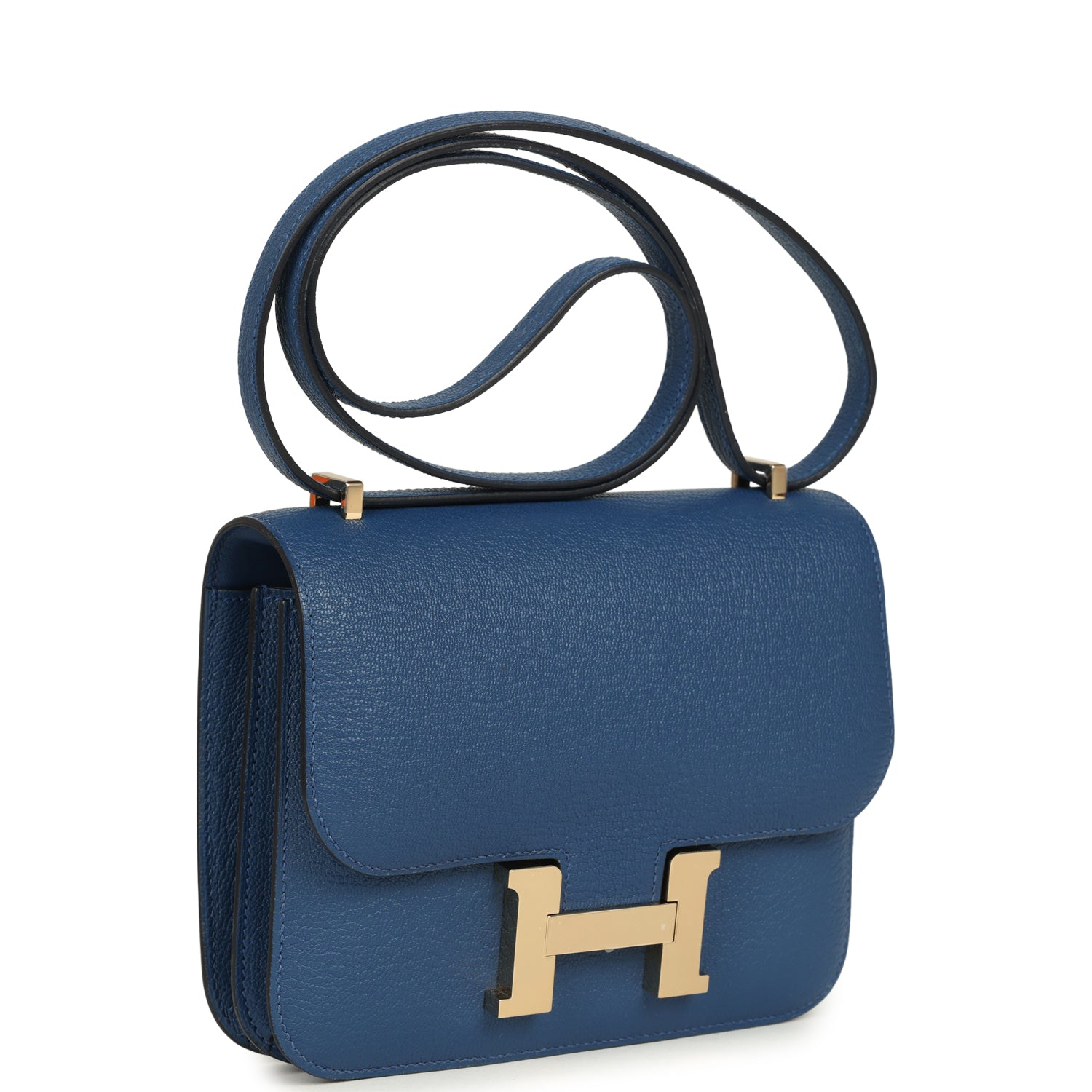 Constance 18 Bleu Tie Chevre Mysore Permabrass Hardware Bag