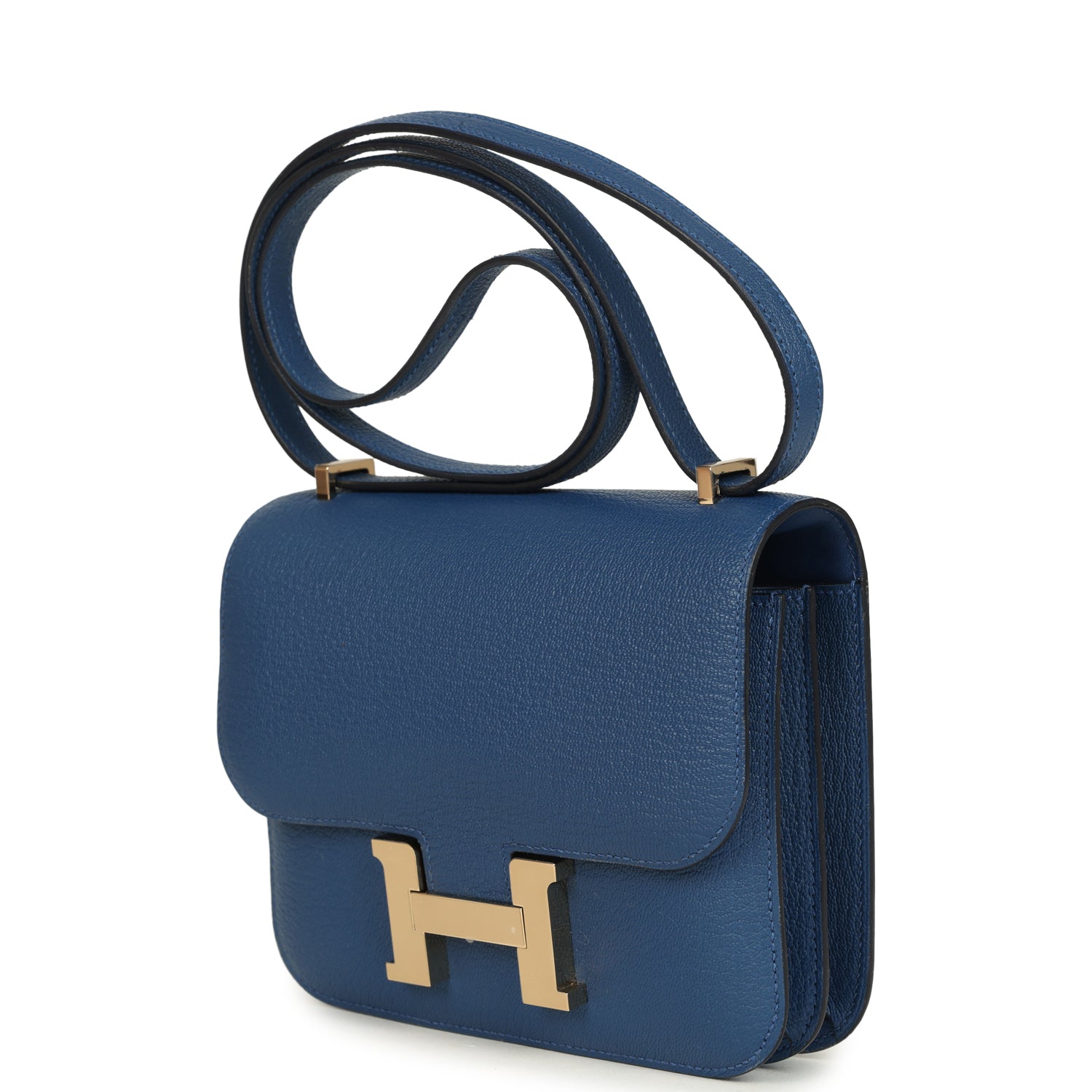 Constance 18 Bleu Tie Chevre Mysore Permabrass Hardware Bag