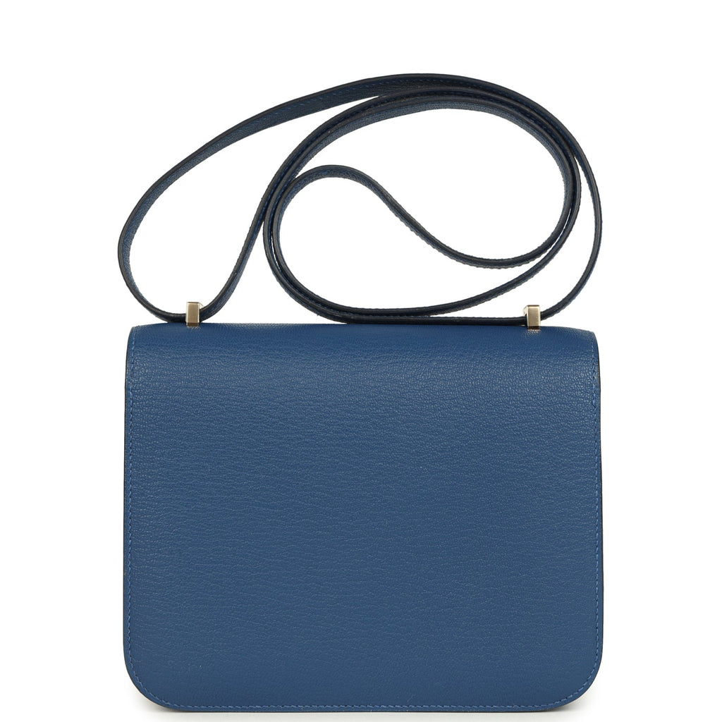 Constance 18 Bleu Tie Chevre Mysore Permabrass Hardware Bag