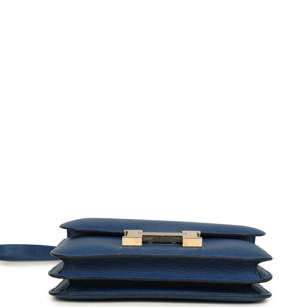 Constance 18 Bleu Tie Chevre Mysore Permabrass Hardware Bag