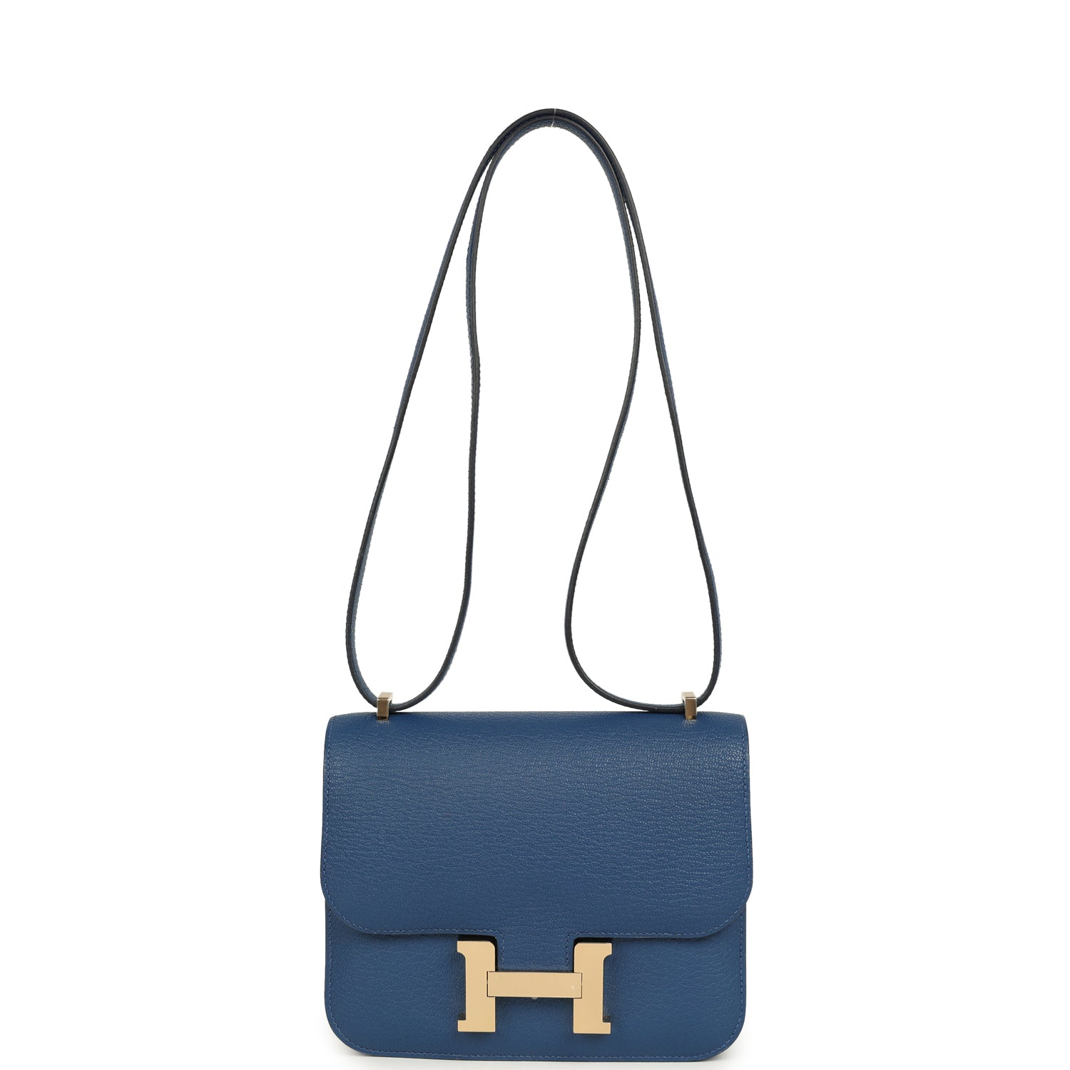 Constance 18 Bleu Tie Chevre Mysore Permabrass Hardware Bag