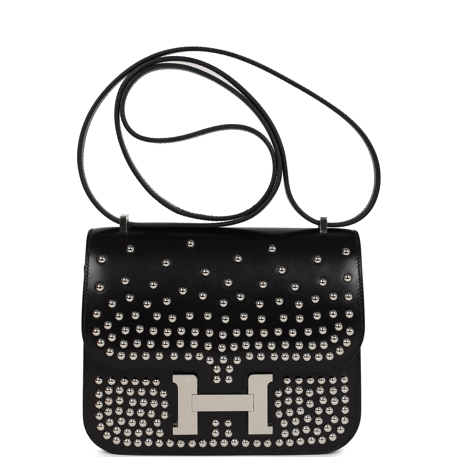 Constance 18 Clouté Black Box Palladium Hardware Bag