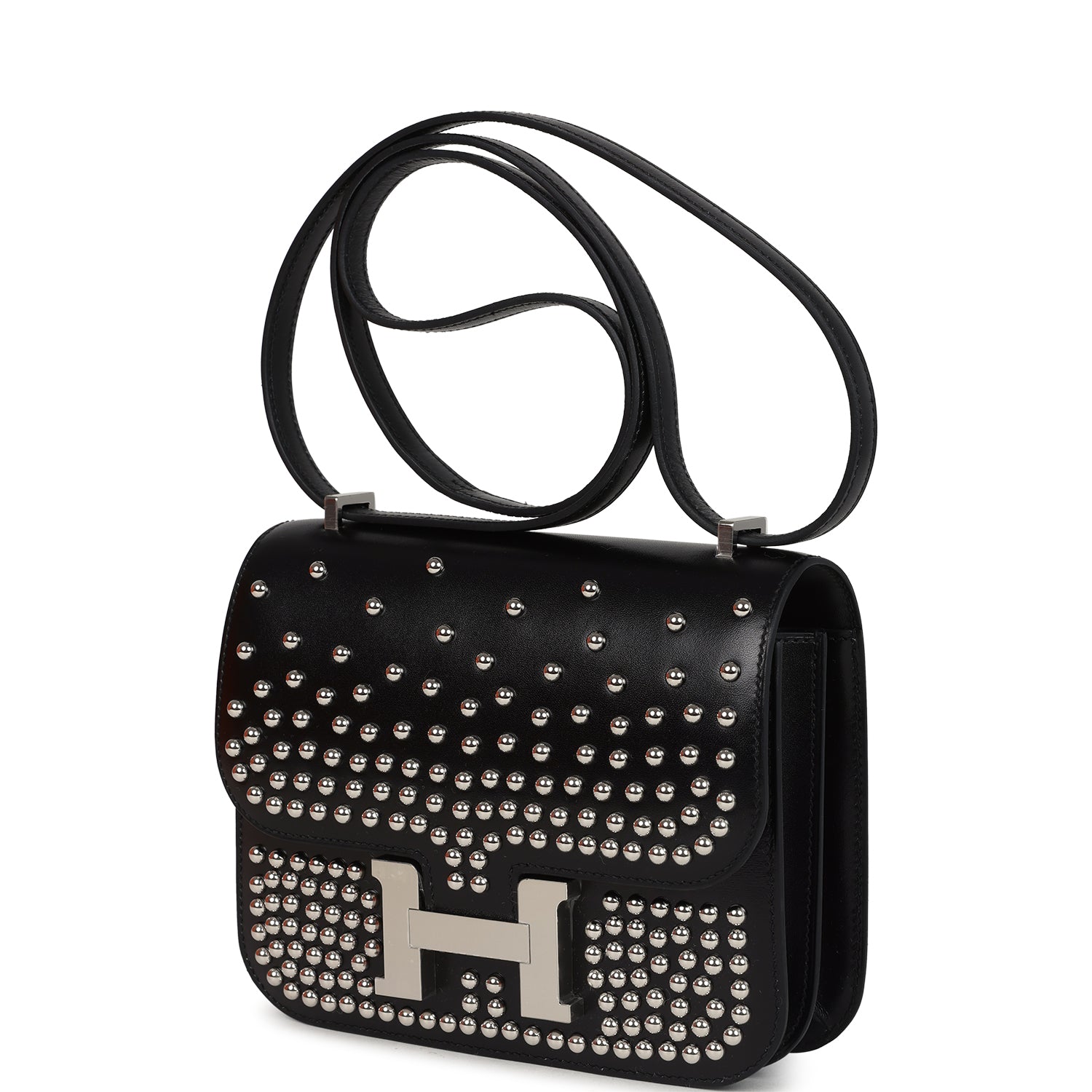 Constance 18 Clouté Black Box Palladium Hardware Bag