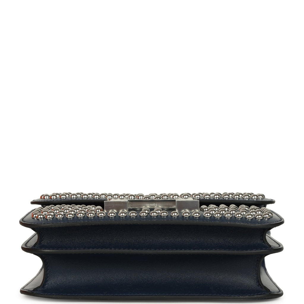 Constance 18 Clouté Bleu Abysse Box Palladium Hardware Bag
