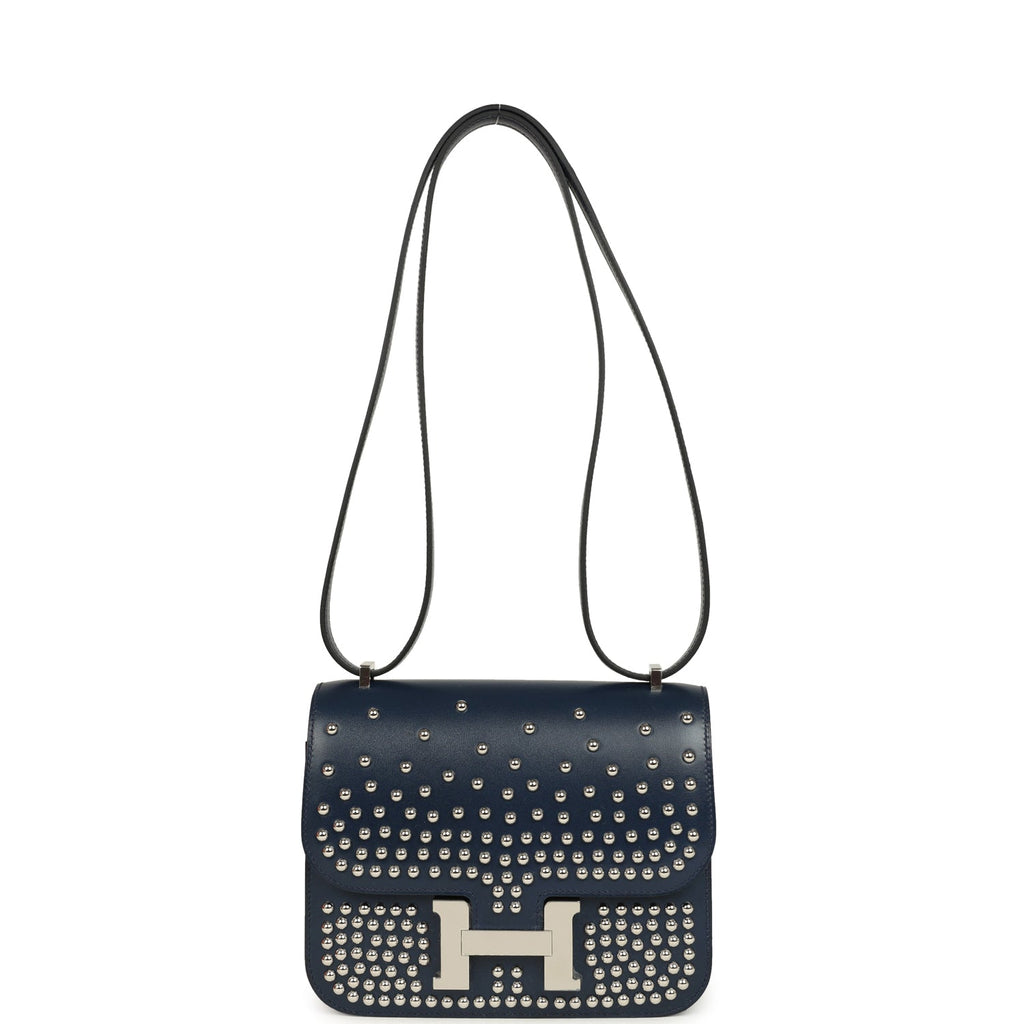 Constance 18 Clouté Bleu Abysse Box Palladium Hardware Bag