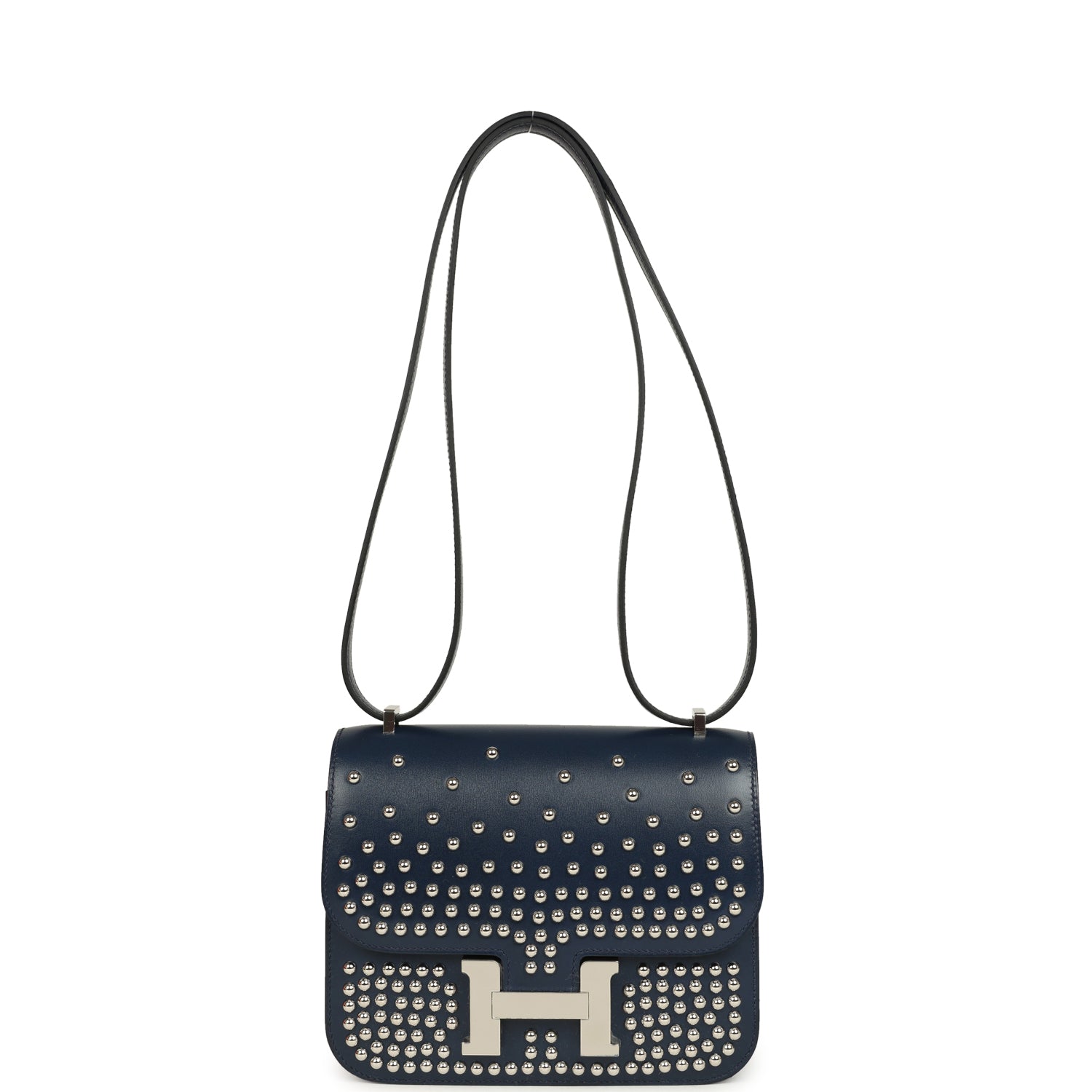 Constance 18 Clouté Bleu Abysse Box Palladium Hardware Bag