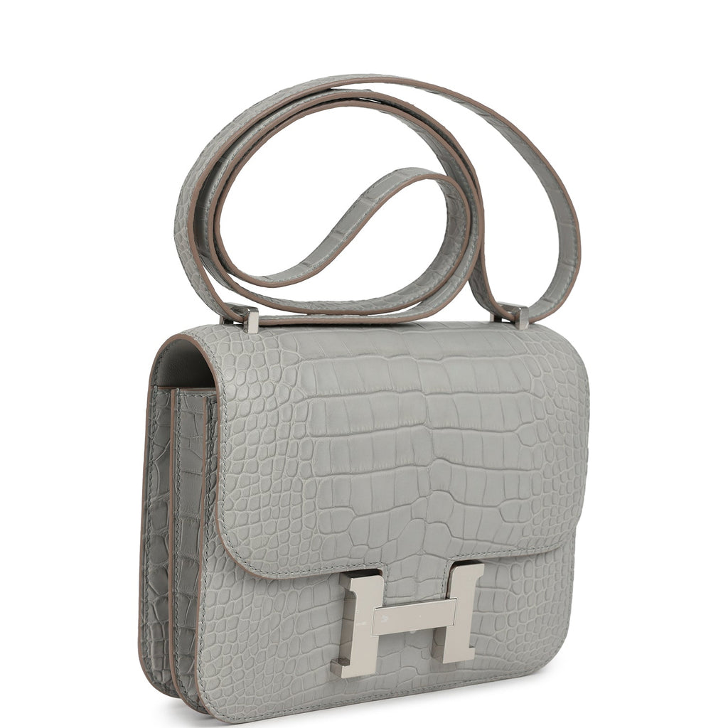Constance 18 Gris Perle Matte Alligator Palladium Hardware Bag