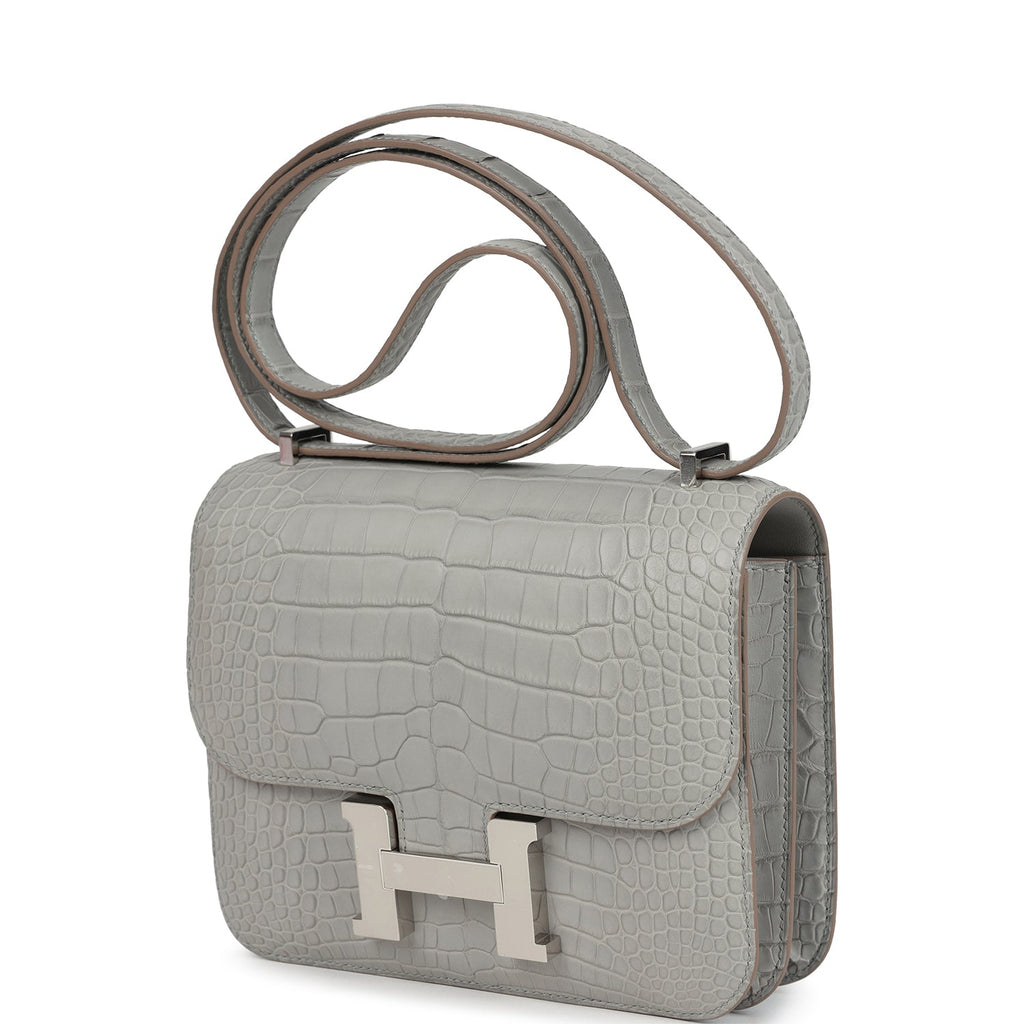 Constance 18 Gris Perle Matte Alligator Palladium Hardware Bag