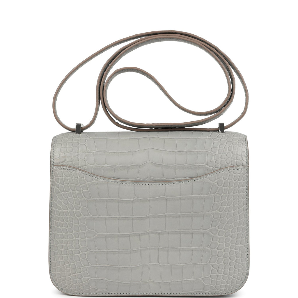 Constance 18 Gris Perle Matte Alligator Palladium Hardware Bag