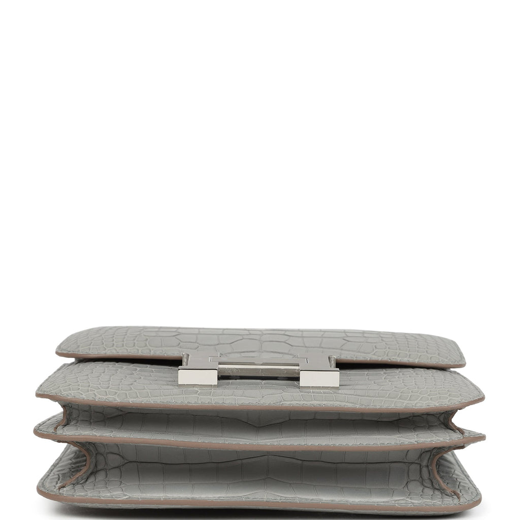 Constance 18 Gris Perle Matte Alligator Palladium Hardware Bag