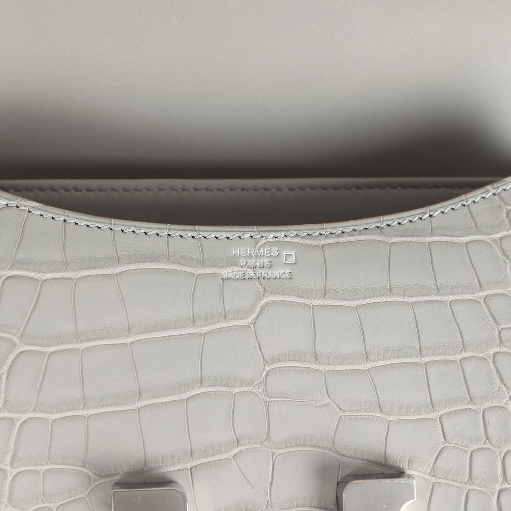 Constance 18 Gris Perle Matte Alligator Palladium Hardware Bag