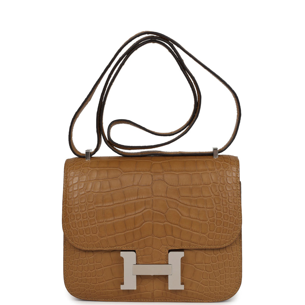 Constance 18 Kraft Matte Alligator Palladium Hardware Bag