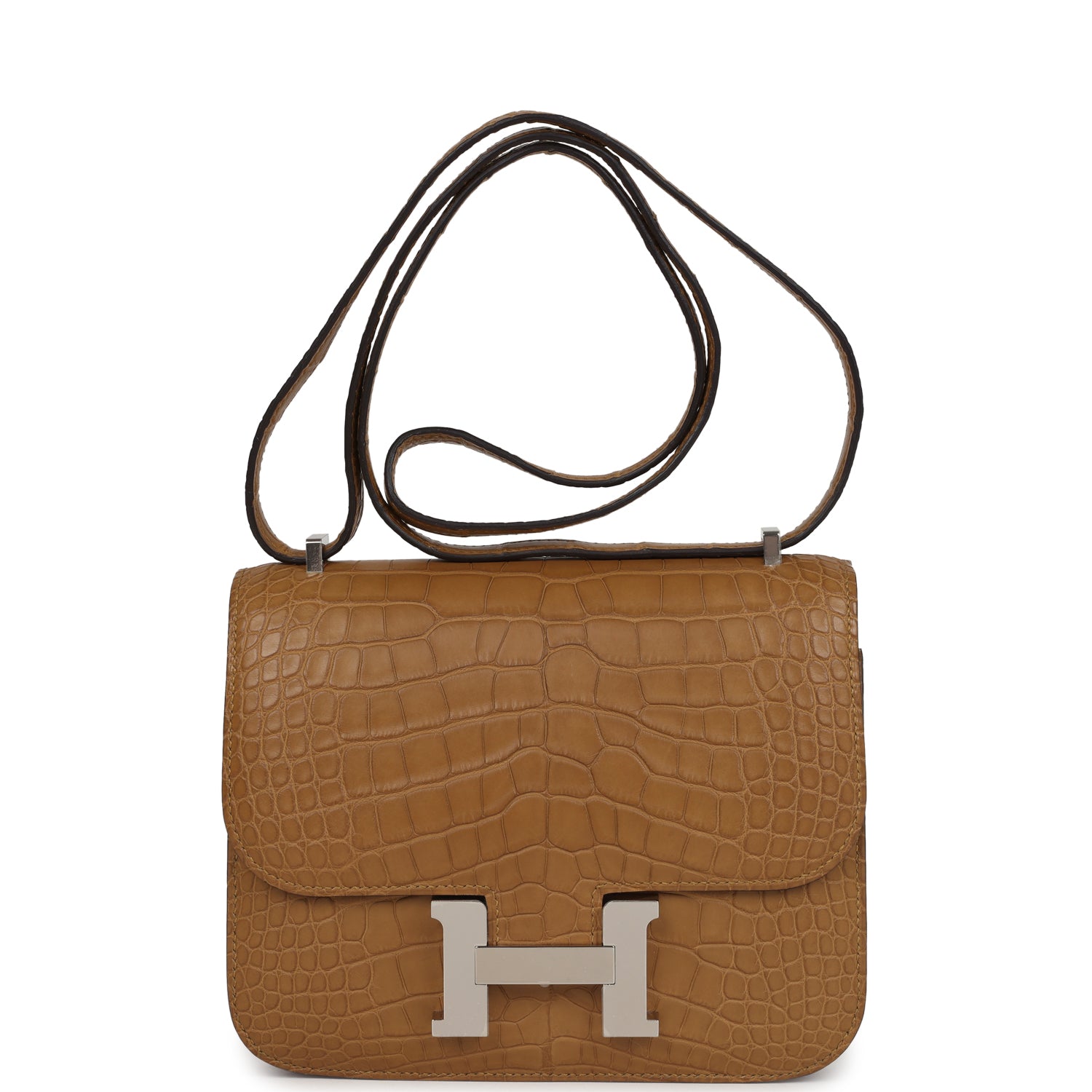 Constance 18 Kraft Matte Alligator Palladium Hardware Bag