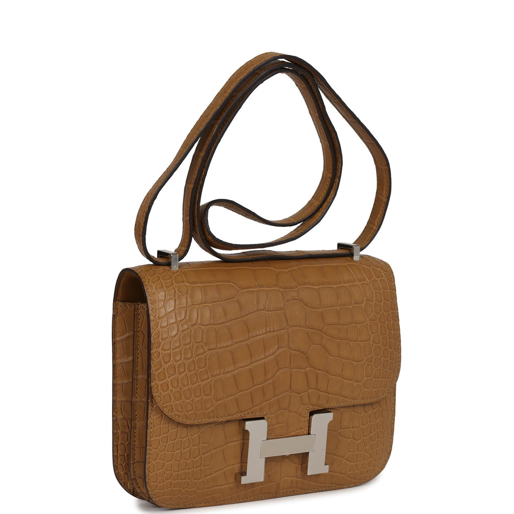 Constance 18 Kraft Matte Alligator Palladium Hardware Bag
