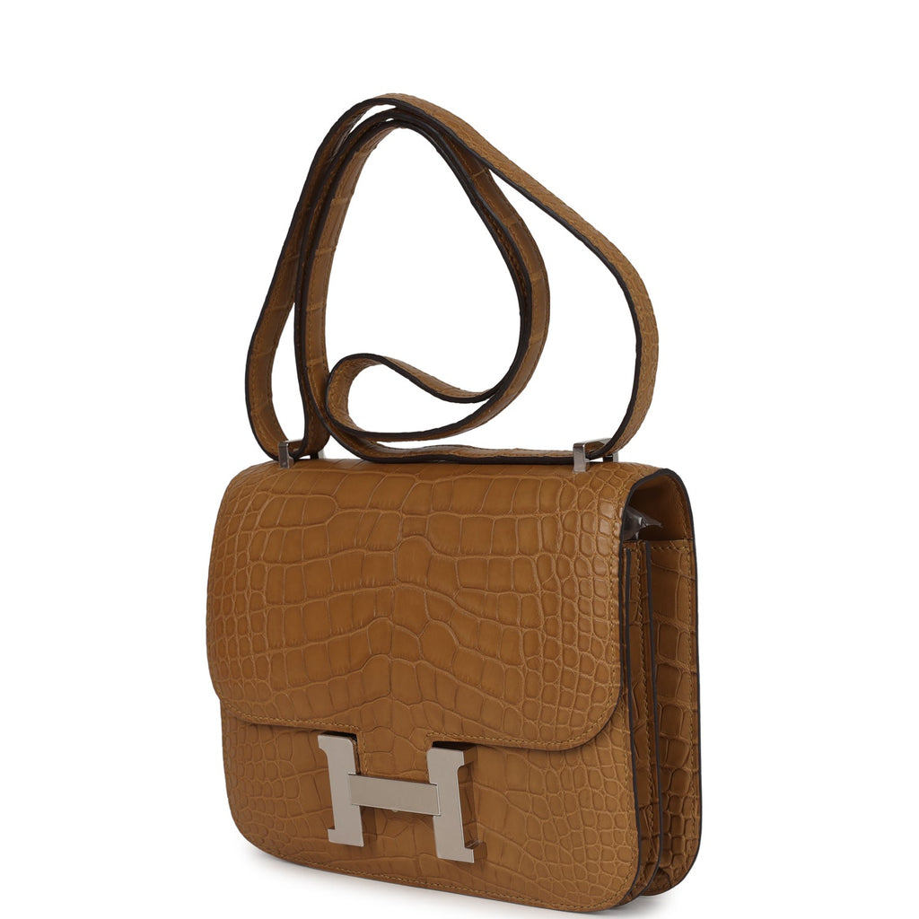 Constance 18 Kraft Matte Alligator Palladium Hardware Bag