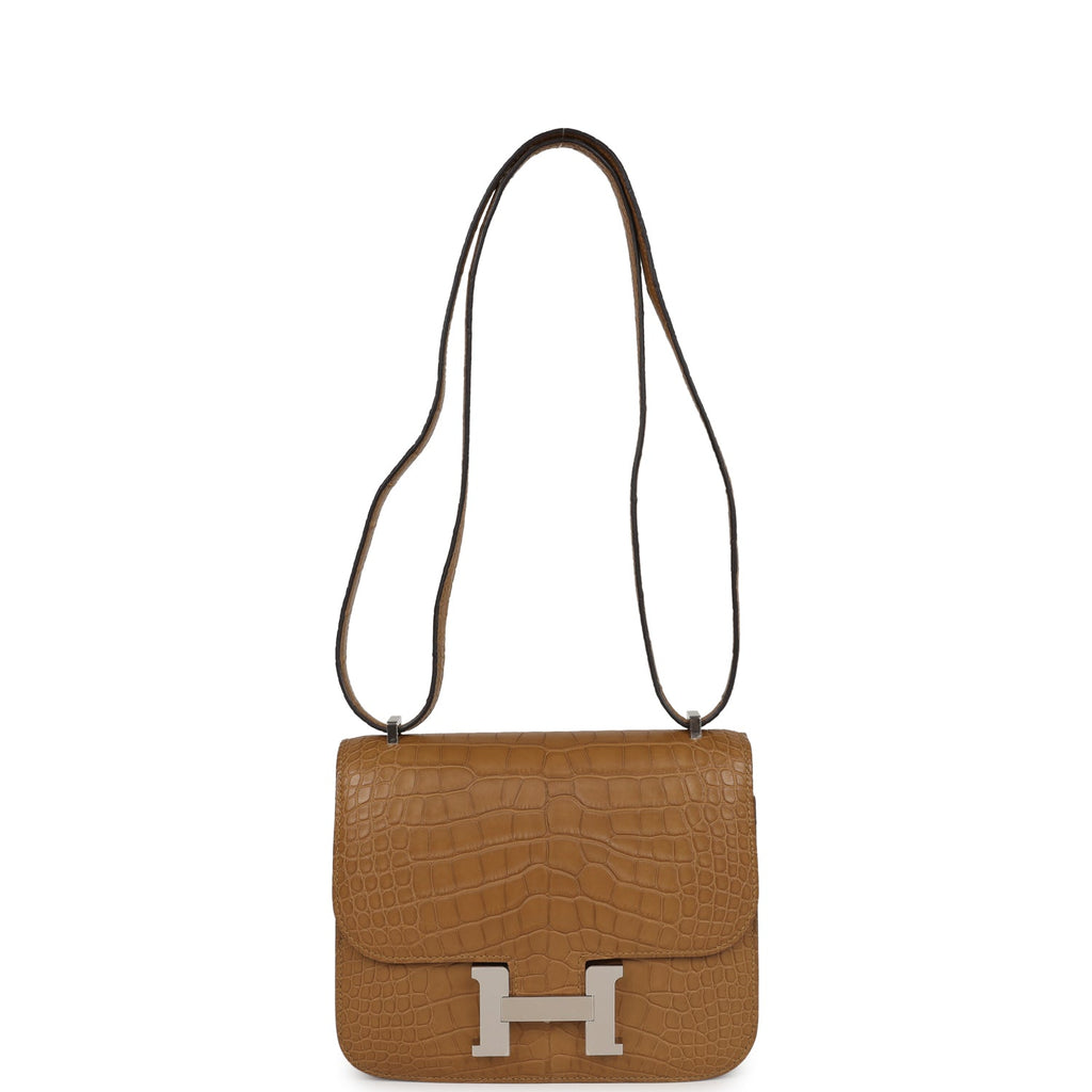Constance 18 Kraft Matte Alligator Palladium Hardware Bag