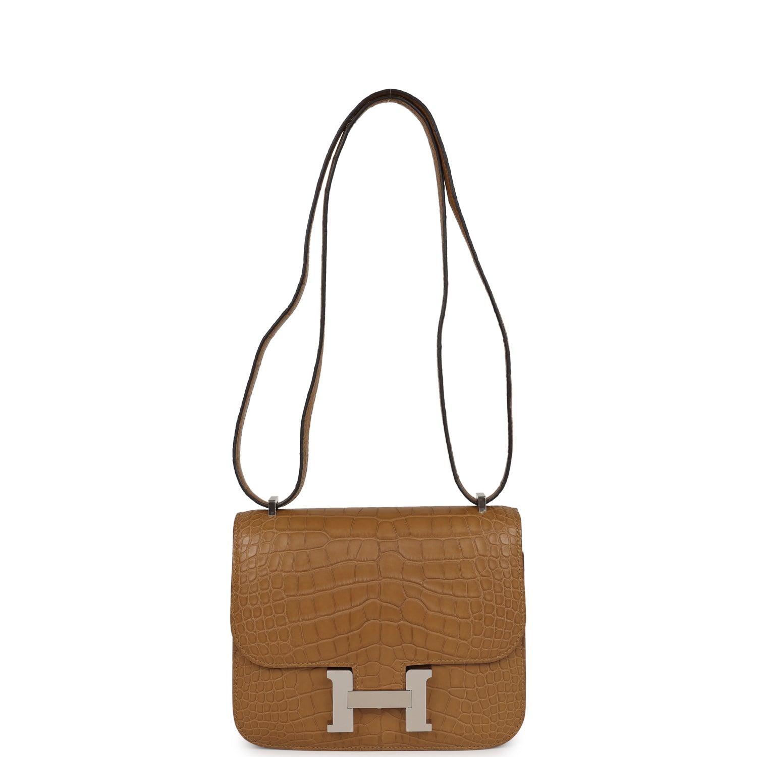 Constance 18 Kraft Matte Alligator Palladium Hardware Bag