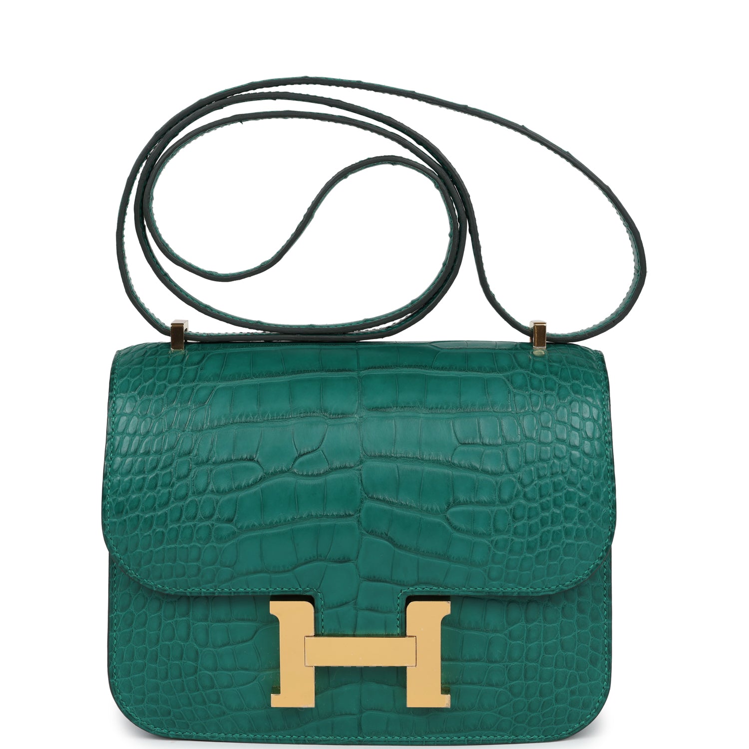 Constance 18 Malachite Matte Alligator Gold Hardware Bag
