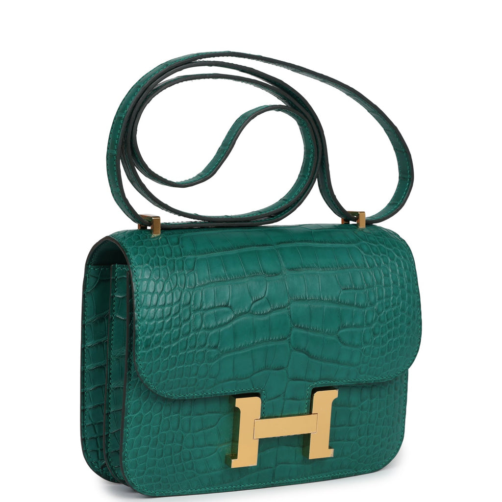 Constance 18 Malachite Matte Alligator Gold Hardware Bag