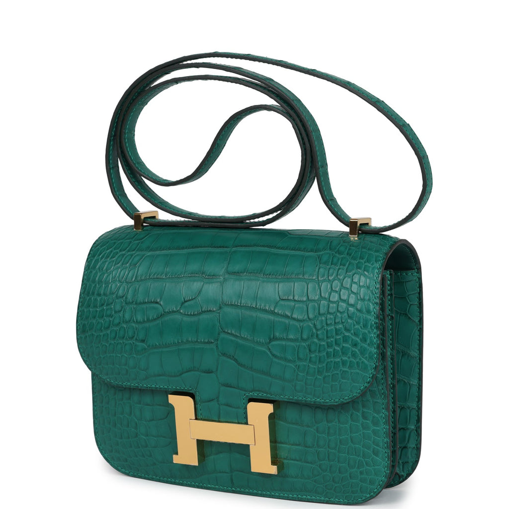 Constance 18 Malachite Matte Alligator Gold Hardware Bag