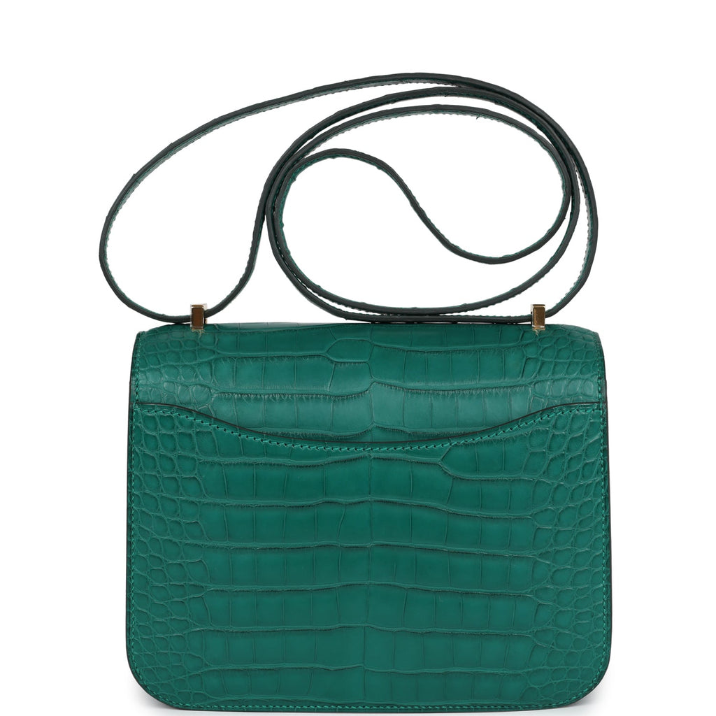 Constance 18 Malachite Matte Alligator Gold Hardware Bag