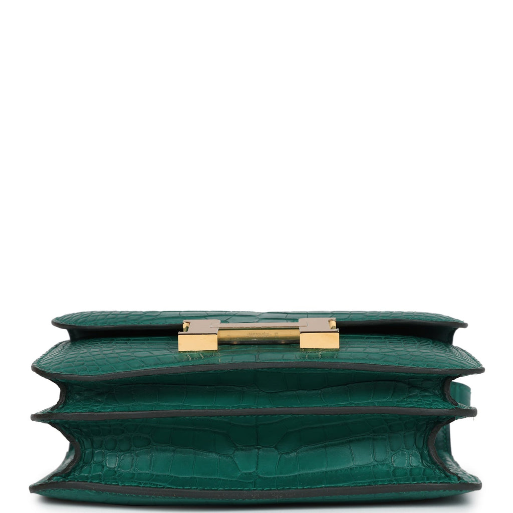 Constance 18 Malachite Matte Alligator Gold Hardware Bag
